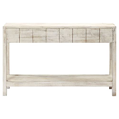 vidaXL Mango Mesa Entrada Consola Recibidor Madera Maciza Diseño Rústico Mesita Auxiliar Pasillo Vestíbulo Comedor Teléfono Llaves Acabado Blanco