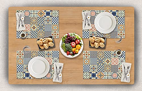 Vilber, juego de 4 manteles individuales Vinilo (30,5x45,6x0,22 cm), Antimanchas, Antideslizantes y resistentes al calor. Combinables con caminos de mesa y alfombras. TOLEDO 01