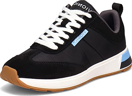 Vionic Zapatillas casuales Curran con cordones de apoyo para mujer que incluyen comodidad en tres zonas con soporte de arco de plantilla ortopédica, tenis para mujer, Gamuza de nailon negro, 40 EU