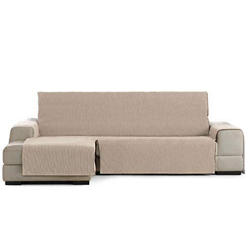 Vipalia Cubre Sofa chaiselongue Ajustable. Funda para Sofa Chaise Longue Brazo Izquierdo Largo. Protector Antimanchas Chenilla. Color Beige. Chaise Largo Izquierda