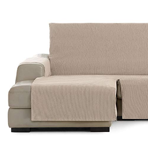 Vipalia Cubre Sofa chaiselongue Ajustable. Funda para Sofa Chaise Longue Brazo Izquierdo Largo. Protector Antimanchas Chenilla. Color Beige. Chaise Largo Izquierda
