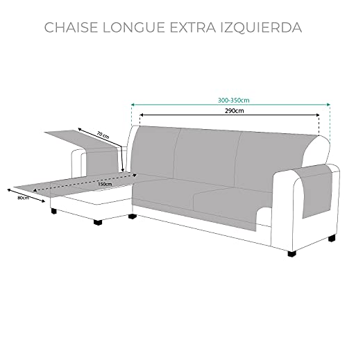 Vipalia Cubre Sofa chaiselongue Ajustable. Funda para Sofa Chaise Longue Brazo Izquierdo Largo. Protector Antimanchas Chenilla. Color Beige. Chaise Largo Izquierda