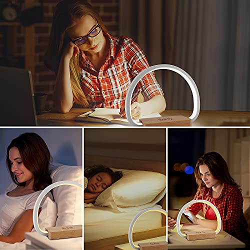 vitutech Lámpara de Mesita de Noche Regulable, Lámpara de Noche con cargador inalámbrico de 10 W y carga USB, 3 niveles de brillo luz Control Táctil lámpara de mesa para dormitorio estudio o oficina