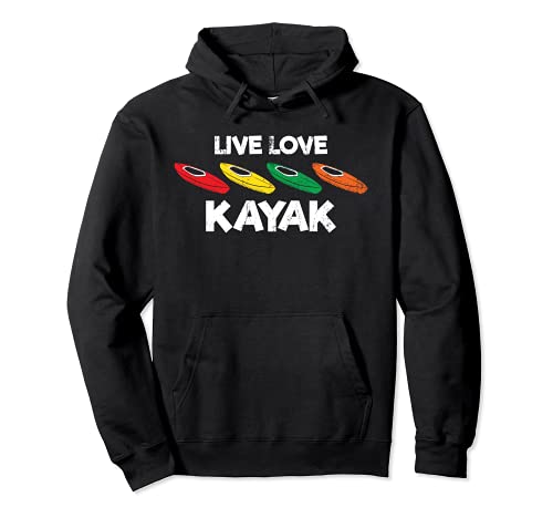 Vivir Amar Kayak Retro Piragüismo Deporte Acuático Canoa Sudadera con Capucha