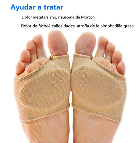 Voarge 1 Par Almohadillas metatarsianas, Cojín de bola de pie con Almohadillas de Silicona Incorporada para Antepié Aliviar el Dolor, Código Código L código 40-45 / incluida silicona (L)