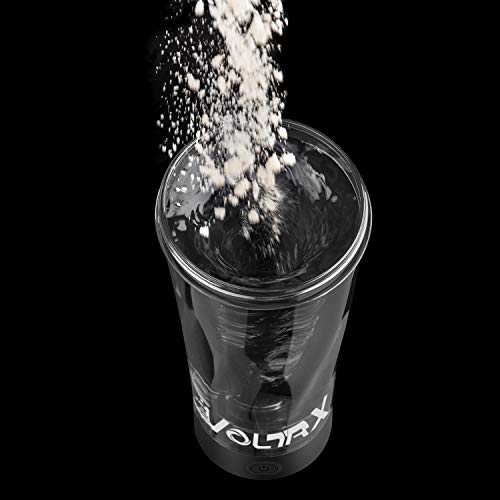 VOLTRX mezclador de proteinas eléctrica, Hecho con Tritan - Sin BPA - Vaso shaker portable vortex de 24oz(700ml)/ Botella mezcladora recargable USB para batidos de proteínas (Negro)