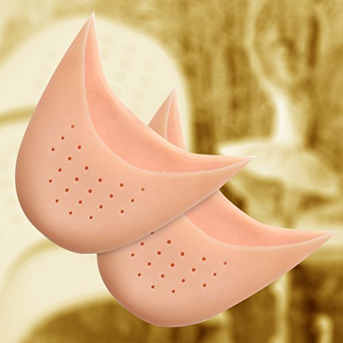 VORCOOL 2 Pares de Ballet de Gel de Silicona Pointe Dance Zapato Dedo del pie Almohadillas de Zapatos Tacones Altos Protector de la Tapa del pie con Agujeros Respirables (Color de Piel)