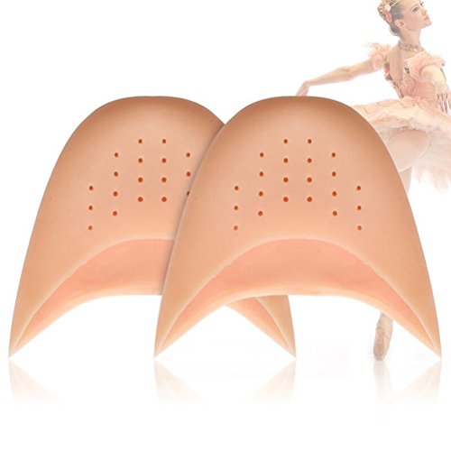 VORCOOL 2 Pares de Ballet de Gel de Silicona Pointe Dance Zapato Dedo del pie Almohadillas de Zapatos Tacones Altos Protector de la Tapa del pie con Agujeros Respirables (Color de Piel)