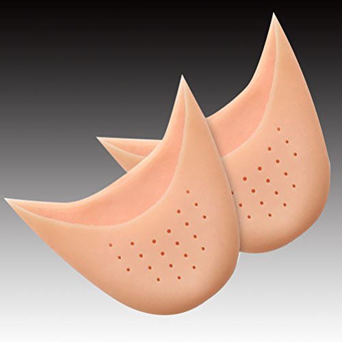 VORCOOL 2 Pares de Ballet de Gel de Silicona Pointe Dance Zapato Dedo del pie Almohadillas de Zapatos Tacones Altos Protector de la Tapa del pie con Agujeros Respirables (Color de Piel)
