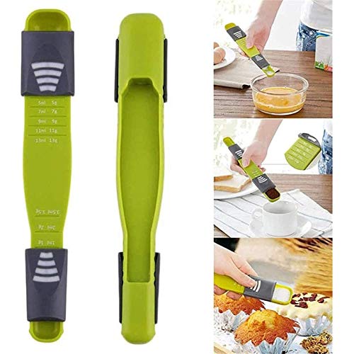 Wabjtam 3 cucharas medidoras Ajustables, Ingredientes Secos/líquidos, Nueve Posiciones, fácil de Asar, cocinar, café, azúcar, Sal, Cuchara cuantitativa en Polvo
