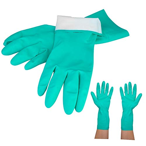 Wandisy Venta loca Guantes resistentes a químicos de nitrilo, guantes de limpieza sin látex resistentes a ácidos fuertes, álcalis, solventes y aceites(#9)