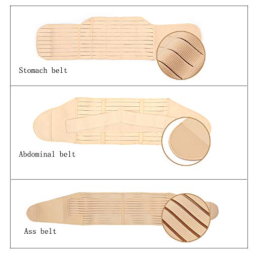 WANYIG Faja Postparto Reductora 3 en 1 Cinturón cómoda de Vientre/Cintura/Pelvis para Mujer y Maternidad Transpirable Elástica (Beige, M)