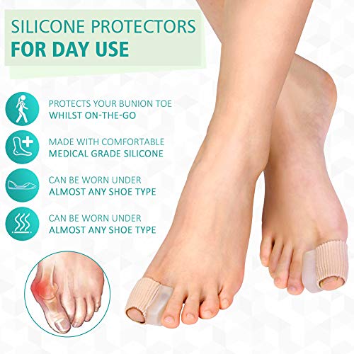 Wchiuoe Gel Corrector del Dedo Gordo del Juanete, corrector de juanetes y alivio con separadores de dedos de los pies, Hallux Valgus Alivio del Dolor Separación de los Dedos del Pie