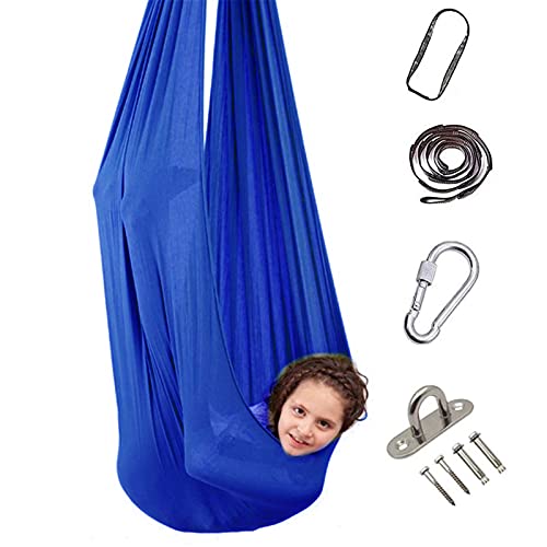 WCX Hamaca De Yoga Aérea Anti Gravedad Columpio Volador Yoga Seda Pilates Establecer Incluir Mosquetones Acero Correas Extensión (Color : Blue, Size : 1.5x2.8m)