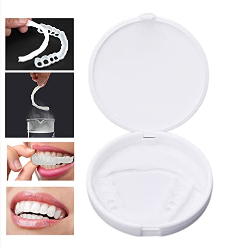 Welling Hombres y Mujeres Dentaduras postizas Carillas Dientes, Dientes cosméticos, Carillas instantáneas Silicona Dental Blanqueamiento Dental Prótesis Temporal Dientes,Upper Teeth + Lower Teeth