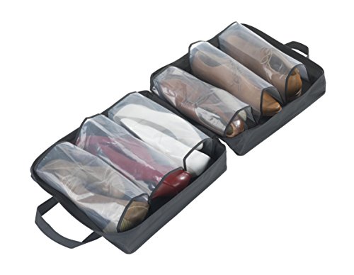 Wenko - Bolsa lavable para 3 pares de zapatos con película de plástico, 37 x 37 x 15 cm, color negro y marrón