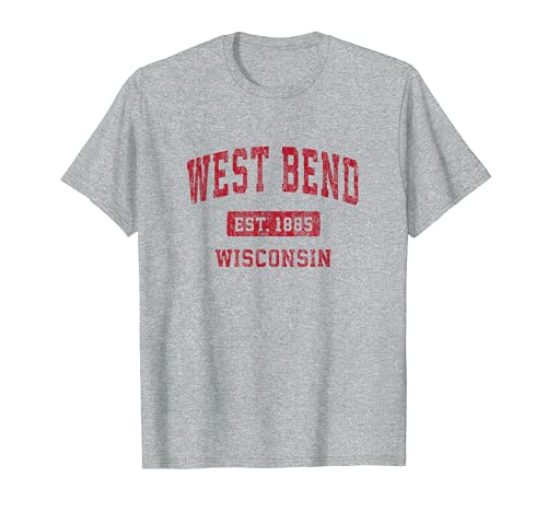 West Bend Wisconsin WI Vintage Deportes Diseño Rojo Camiseta