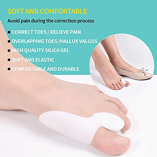 Whooo Corrector De Juanetes para Noche y Día,8 Correctores de Gel Para el Dedo Gordo del Pie, almohadillas de juanetes, férula de bici, botie, protector, Protección de Juanetes y Hallux