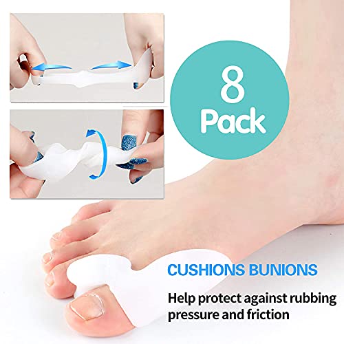 Whooo Corrector De Juanetes para Noche y Día,8 Correctores de Gel Para el Dedo Gordo del Pie, almohadillas de juanetes, férula de bici, botie, protector, Protección de Juanetes y Hallux