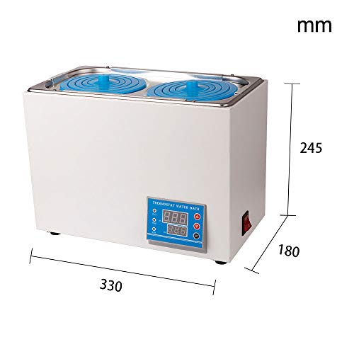 WIDIMS Baño de Agua de Laboratorio termostático con Pantalla Digital Calentador de laboratori Revestimiento de Acero Inoxidable Resistente a la corrosión con 2 Aberturas 3,25-6,86L