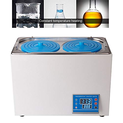 WIDIMS Baño de Agua de Laboratorio termostático con Pantalla Digital Calentador de laboratori Revestimiento de Acero Inoxidable Resistente a la corrosión con 2 Aberturas 3,25-6,86L