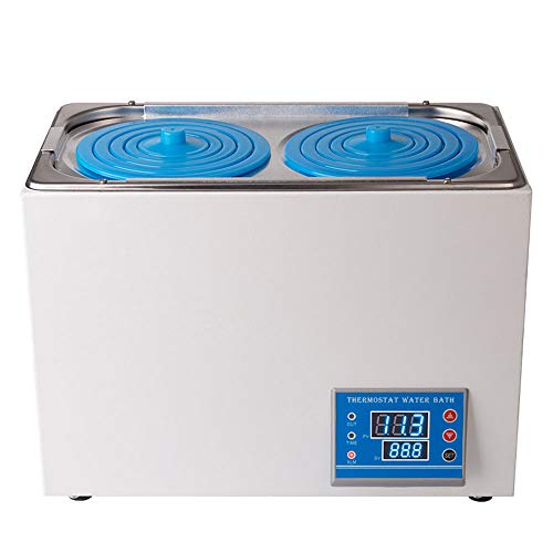 WIDIMS Baño de Agua de Laboratorio termostático con Pantalla Digital Calentador de laboratori Revestimiento de Acero Inoxidable Resistente a la corrosión con 2 Aberturas 3,25-6,86L