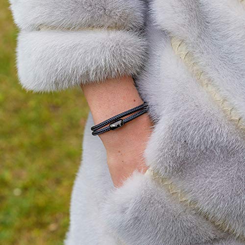 Wind Passion Pulsera Negra Magnética de Cuerda Trenzada Nautica para Hombre y Mujer, Tall Large