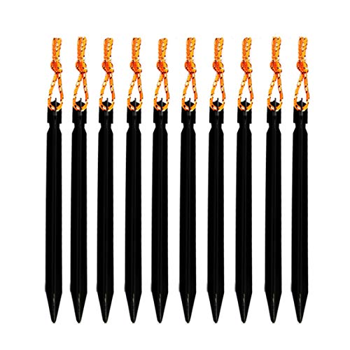 WINSTON-UK 10 piezas de aleación de aluminio triangular, tienda de campaña, fuerte tienda de campaña, clavos triangulares con cuerda, adecuados para camping, viajes, senderismo, mochila