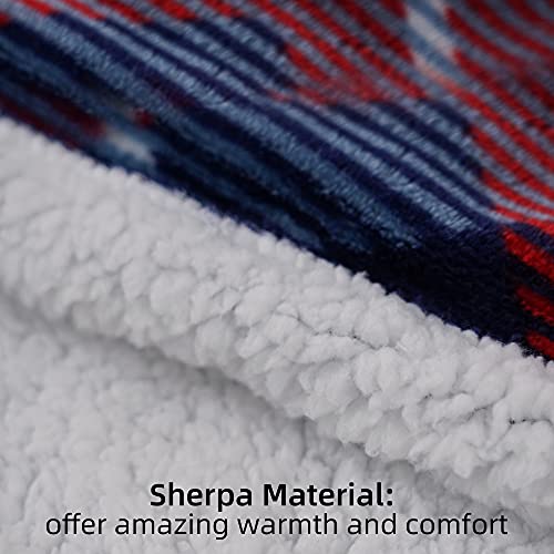 Winthome Manta acogedora con Mangas, Manta Sherpa Warm con Mangas y Bolsillo, Manta Hugz de 140x180 cm para Mujeres Adultas Unisex (Azul Cuadrado)