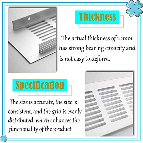 WJUAN Rejilla de Ventilación Plata Rejilla Ventilacion Mueble Cocina, Rejilla de Ventilación Rectangular de 400 mm para Ventilación de Armarios y Dormitorios