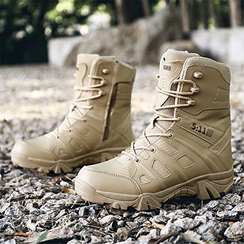 WOJIAO Botas Militares para Exteriores para Hombre Zapatos de Senderismo de Primavera y Verano Comando Botas de Nieve tácticas para el Desierto Impermeable y ponible