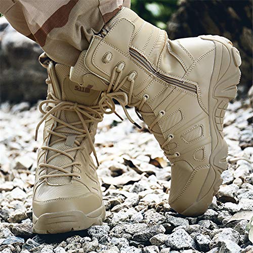WOJIAO Botas Militares para Exteriores para Hombre Zapatos de Senderismo de Primavera y Verano Comando Botas de Nieve tácticas para el Desierto Impermeable y ponible