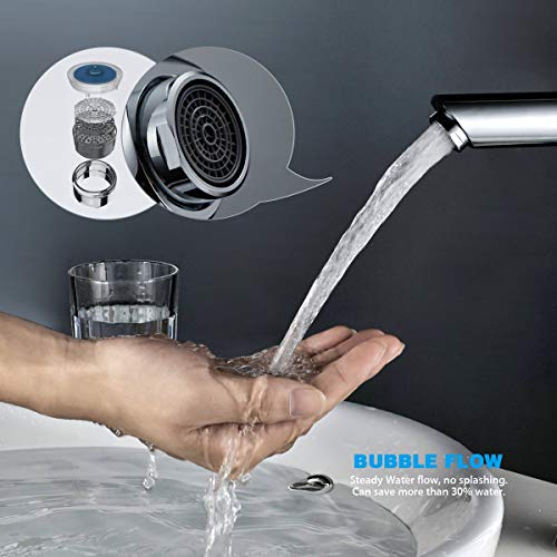 WOOHSE Mezclador Grifo de Lavabo Baño Monomando con Caño alto Altura 21cm, Grifo de agua Fría y Caliente, Cromado, cromo