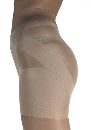 WOOTI Panty con Braga tipo faja efcto Push-up CONTADINA 20 den, color Marrón, talla S, Elegante, Atractivo, Cómodo, resistente, contenitivo, Velado, Refinado
