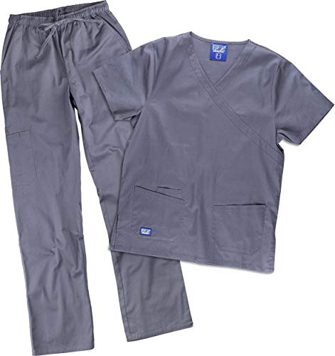 Work Team Conjunto Sanitario elástico. Casaca y Pantalón, Algodón Unisex Gris Oscuro M
