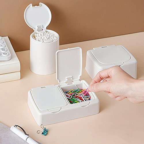 WUYOUNYL Pulsación emergente Tipo de Prensa Hisopos de algodón Palillo de Almacenamiento Caja de Almacenamiento Maquillaje Organizador de joyería for Oficina Dormitorio de Escritorio Cajones