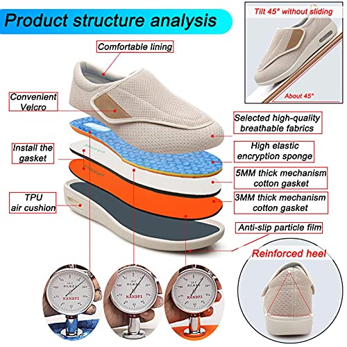 XRDSHY Apatos para Caminar para Hombres Zapatillas de Deporte amplias y Anchas con Cojines de Aire Anchos para la Fascitis Plantar, ortopédicos, juanetes, Diabéticos,B-48
