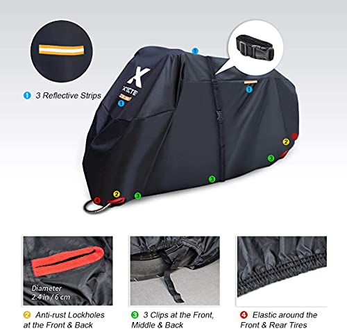 XYZCTEM Funda impermeable para motocicleta, extra resistente, grosor 210D Oxford, protección para todas las estaciones, para exteriores, con una longitud máxima de 245 cm