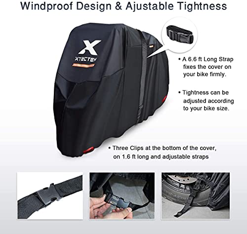 XYZCTEM Funda impermeable para motocicleta, extra resistente, grosor 210D Oxford, protección para todas las estaciones, para exteriores, con una longitud máxima de 245 cm