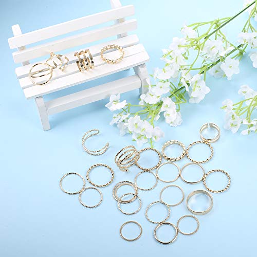 YADOCA 52 Piezas Juego Anillos Mujer Boho Pulgar Midi Simples Anillo Vintage Anillos Nudillos Set Anillos Plata Oro para Mujeres Niñas