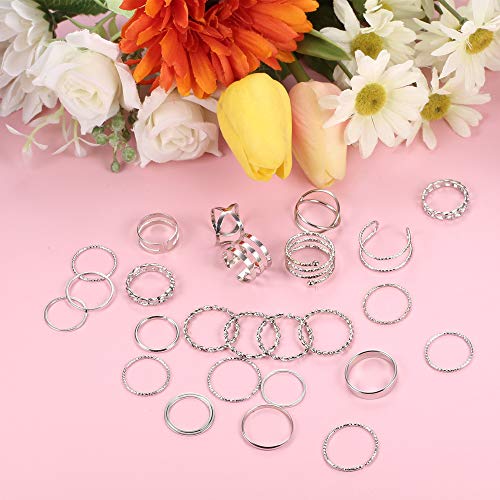 YADOCA 52 Piezas Juego Anillos Mujer Boho Pulgar Midi Simples Anillo Vintage Anillos Nudillos Set Anillos Plata Oro para Mujeres Niñas