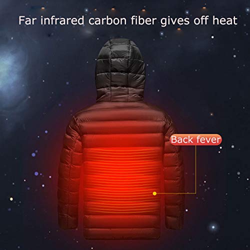 YAR-DRESS 2020 Niños Abrigo Eléctrico Calentado Chaquetas Chaleco Abajo Algodón al aire libre Capa USB de Calefacción Eléctrica con Capucha de Invierno Calentador, negro, 120