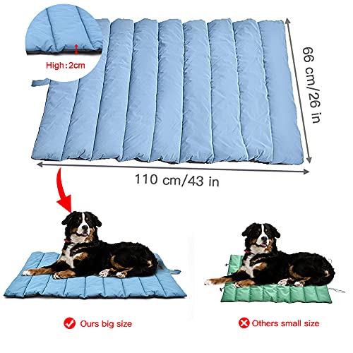 YGJT Cama para Perros Grande / Mediana Impermeable, Colchón Perros Gatos Lavable y Suave, Manta de Picnic Familiar Multifuncional para Uso Interior y Exterior, 110x68cm, Azul
