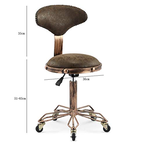 Ygqbgy - Taburete de salón Vintage con Respaldo, Taburete Giratorio con Ruedas, Silla de Bar giratoria para peluquería, manicura, Tatuaje, SPA, explosión