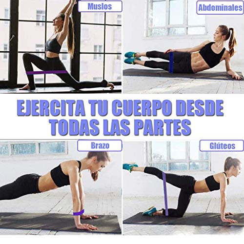 Yicente Bandas Elasticas Musculación Bandas de Resistencia para Gluteos Cadera Piernas Brazos Set de 5 Cintas Elásticas Fitness Látex Natural Bandas para Yoga Crossfit Pilate para Mujer Hombre