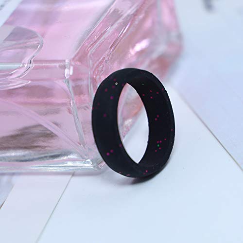 Yienate Anillos de silicona de moda cómodos y asequibles anillos de boda de colores individuales y 4 unidades de anillos de boda para mujeres y niñas (tamaño: 9 (18,9 mm, 59,5 mm), negro y rojo)