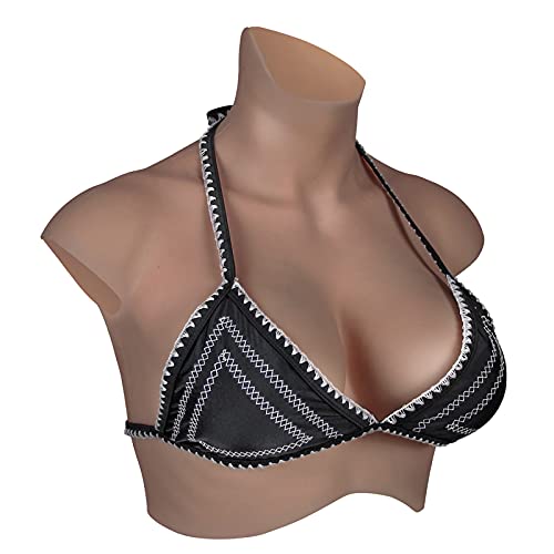 YIERSANSI Formas de Pecho de Silicona realistas - Pechos Falsos Coraza de Cuello Alto Sujetador reforzador para travestis Drag Queen Mastectomía Transgénero,#3,C Cup
