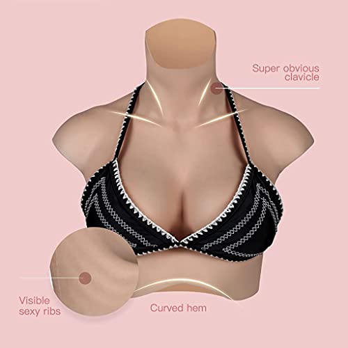 YIERSANSI Formas de Pecho de Silicona realistas - Pechos Falsos Coraza de Cuello Alto Sujetador reforzador para travestis Drag Queen Mastectomía Transgénero,#2,C Cup