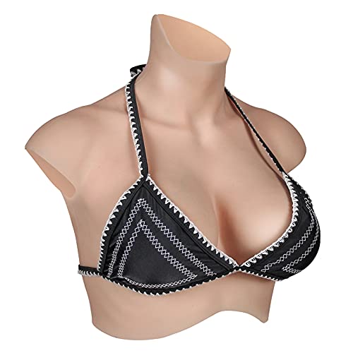 YIERSANSI Formas de Pecho de Silicona realistas - Pechos Falsos Coraza de Cuello Alto Sujetador reforzador para travestis Drag Queen Mastectomía Transgénero,#2,E Cup