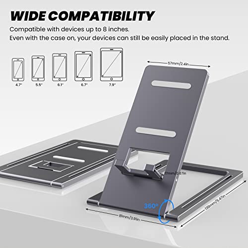 YIFACOOM Soporte Móvil Mesa, Soporte Móvil Plegable Aluminio Ajustable Multiángulo, Soporte Dock Base Portátil para iPhone 13 12 Mini 12 Pro MAX 11 SE, Xiaomi Redmi 9S 8 Pro y Otras Smartphones